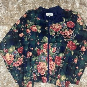 Orvis Floral Bomber Jacket - Green and Red